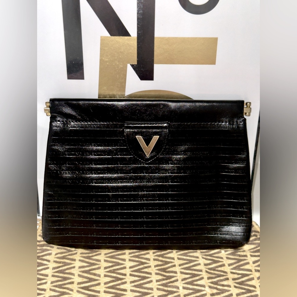 Vintage Valentino Black Leather Clutch